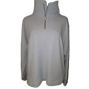 NWOT L Women's Waffle Knit 1/4 Zip Light Blue Sweatshirt by Zella MSRP $79